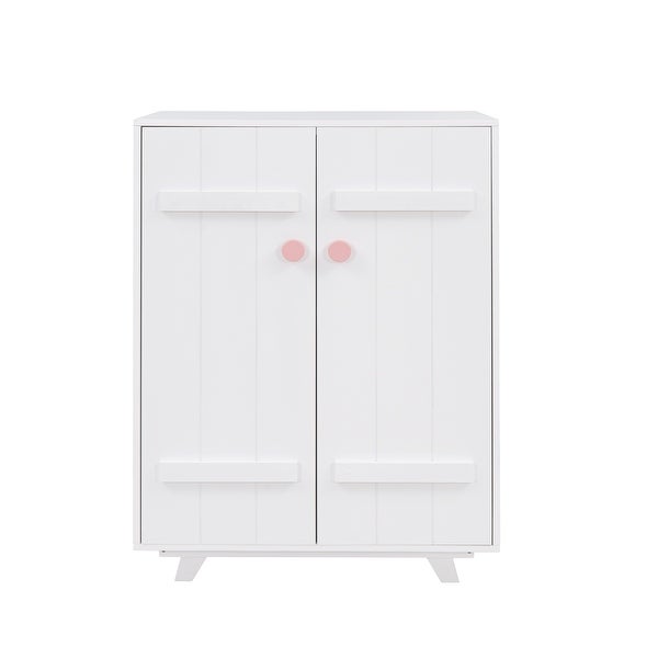 Wooden Wardrobe Cabinet with Hanging Rod，Storage Armoires with Doors - - 36860869