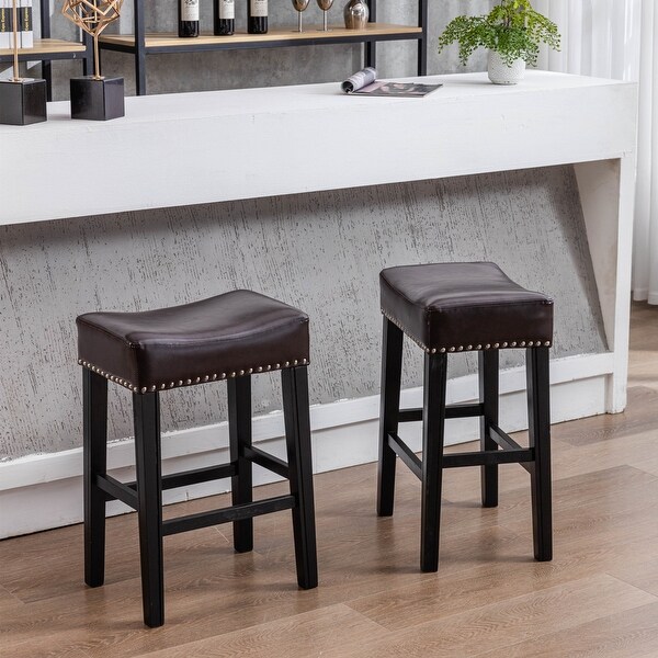 26''Faux Leather Bar Stools ，Set of 2