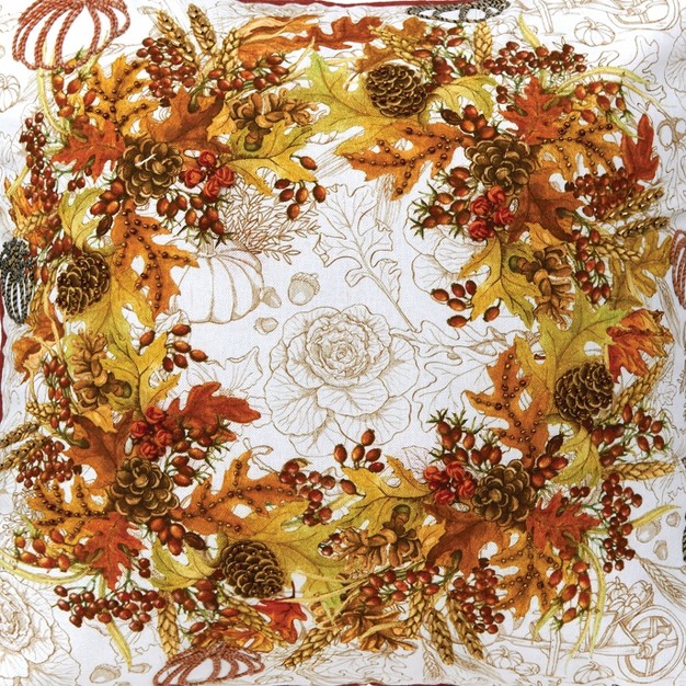 C amp f Home Autumn Wreath Thanksgiving Printed And Embroidered Throw Pillow