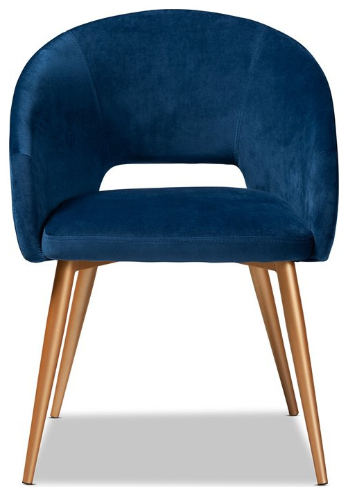 Baxton Studio Vianne Velvet Metal Dining Chair in Navy Blue   Midcentury   Dining Chairs   by HedgeApple  Houzz