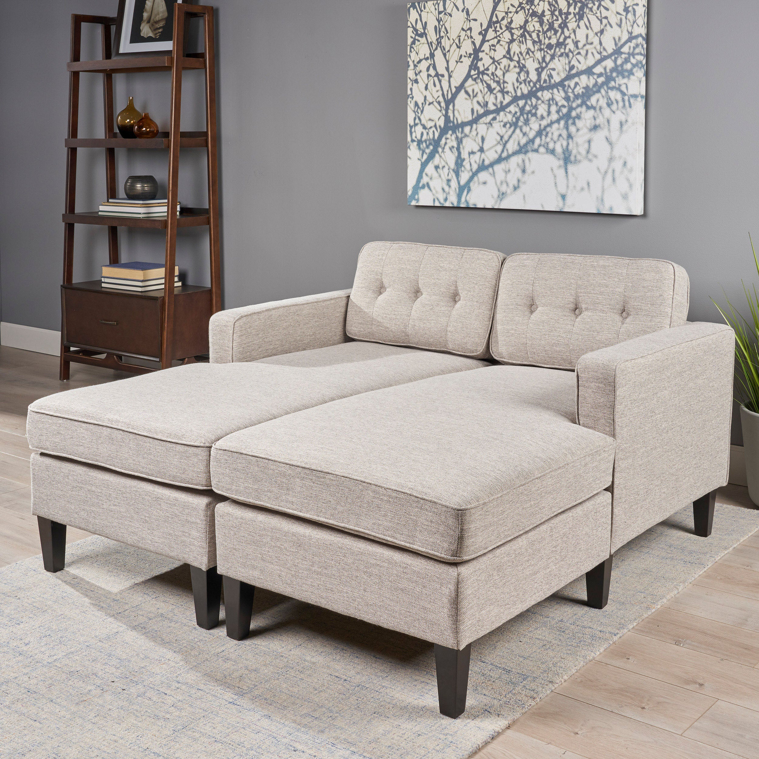 Grace Contemporary Fabric Chaise Daybed with Button Accents