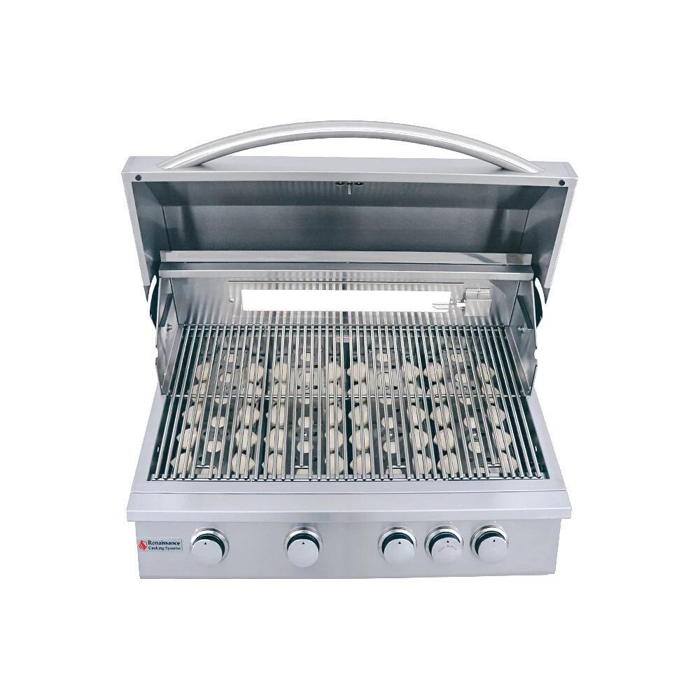 RCS Premier Series 32-Inch 4-Burner Built-In Natural Gas Grill With Rear Infrared Burner