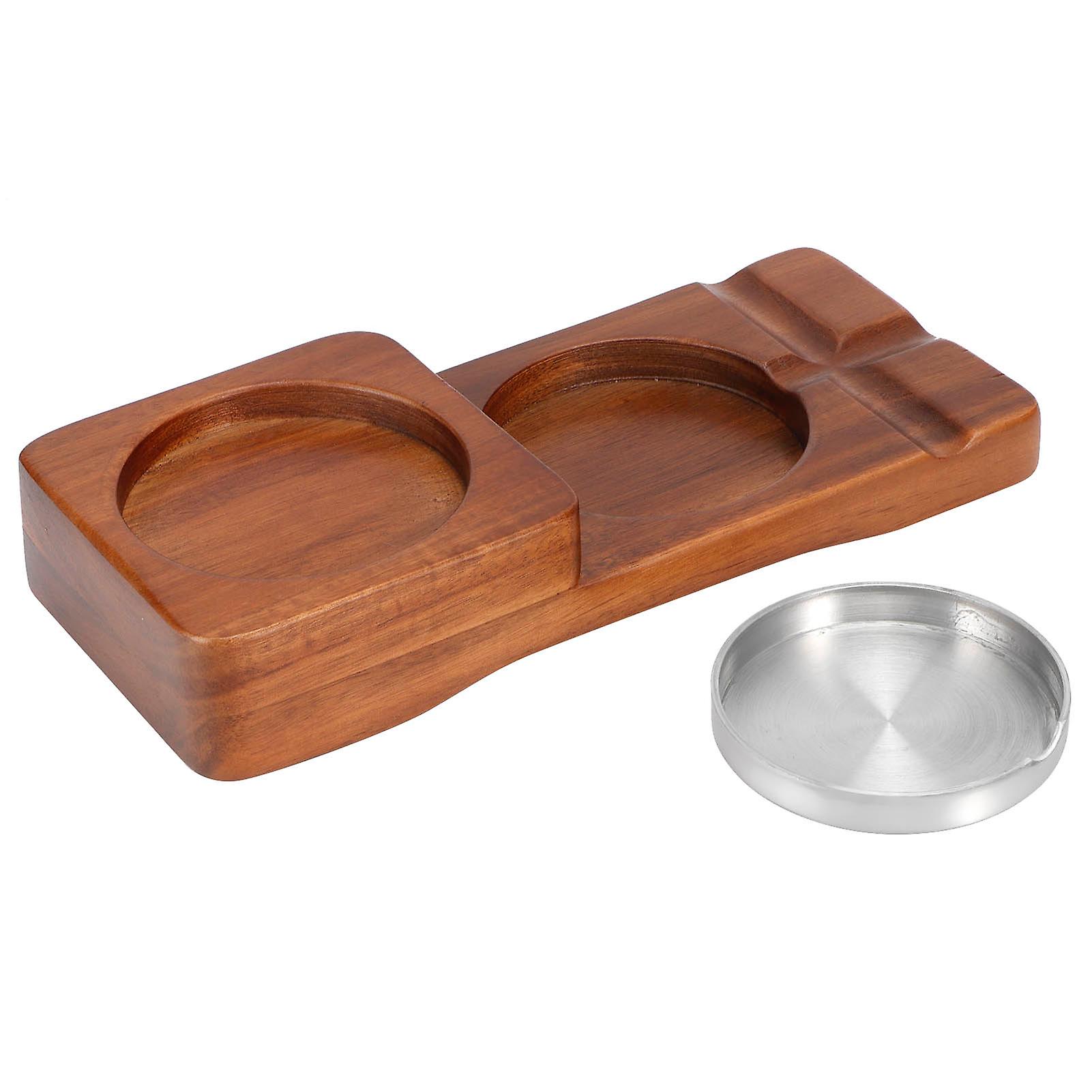 Rustic Wood Whiskey Glass Cup Tray Cigar Tray Slot Home Office Decorationsquare With Ashtray