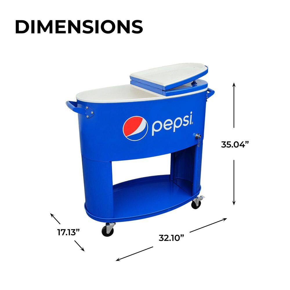 PERMASTEEL 80QT Sporty Oval Shape Rolling Cooler with Pepsi Logo in Blue PS-207-80PE-BL