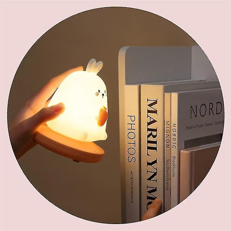 Bedroom Night Light For Children Cute Animal Pig Rabbit Led Silicone Lamp Touch Sensor Dimmable Rec