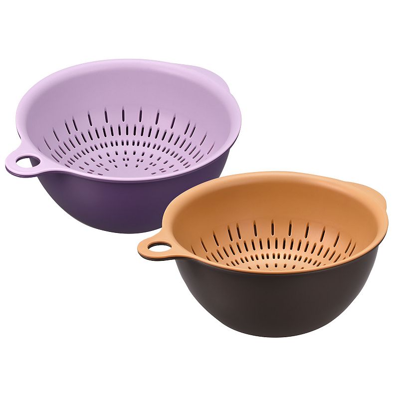 Strainer Colander Bowl Set， 2 Pcs Small Double Layer Drain Basket