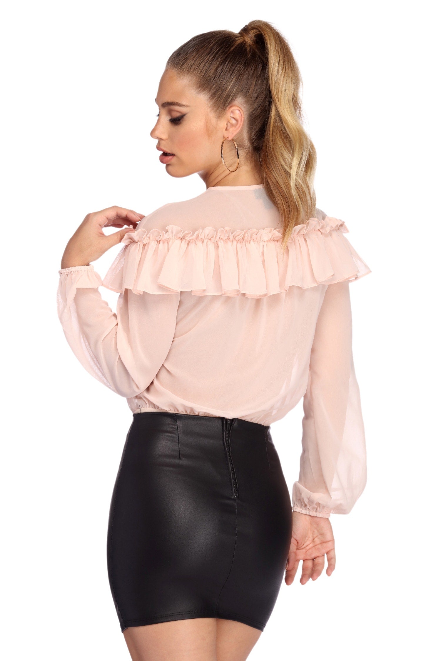 Charmed In Chiffon Ruffled Bodysuit