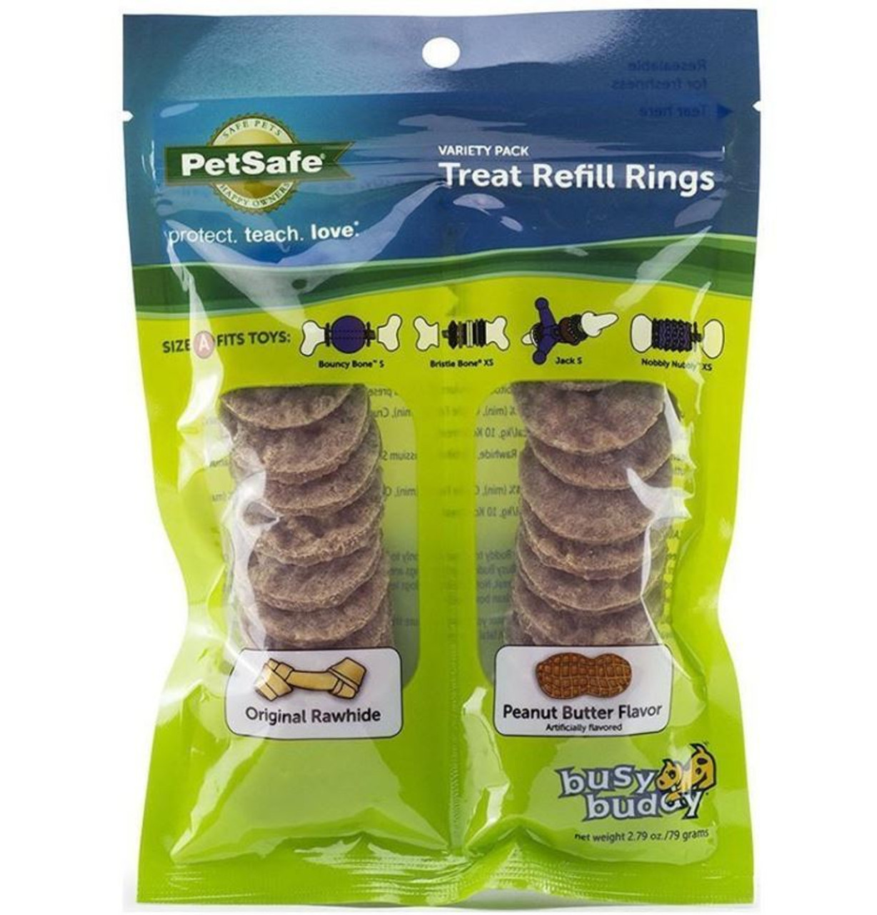 Busy Buddy Peanut Butter and Rawhide Variety Pack Refill Rings Dog Treat