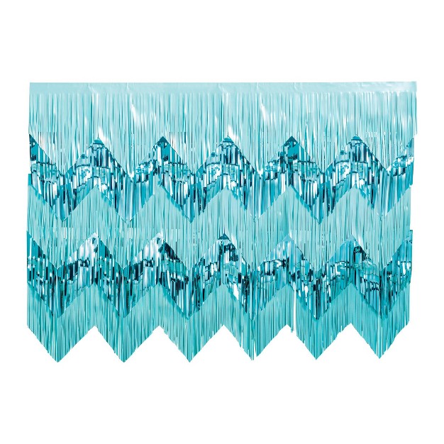 Metallic Mix Fringe Backdrop D cor Blue