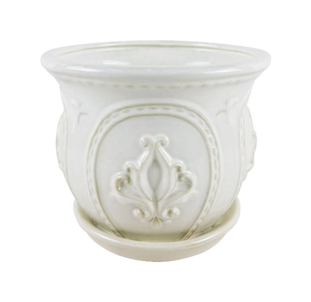 PLANTER ORNATE WHT 6