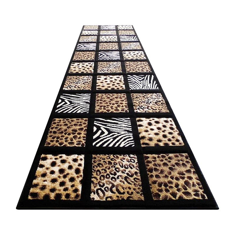 Masada Rugs Masada Rugs 3'x10' Animal Prints Runner Rug - Design S251 Black