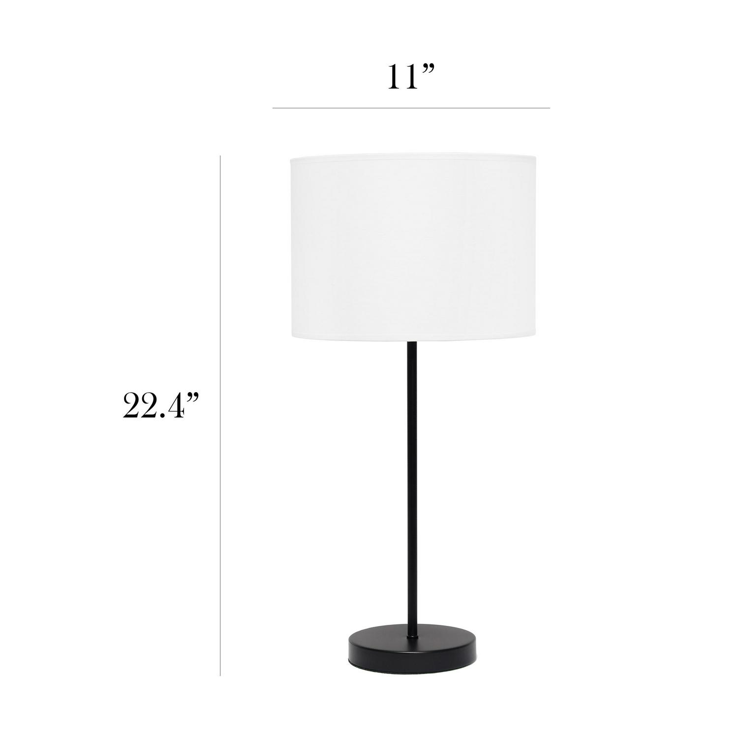 Simple Designs Black Stick Lamp with Fabric Shade， White