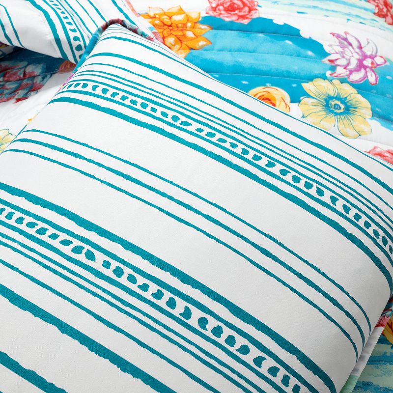 Lush Decor Southwest Vibrant Cactus Reversible Oversized Quilt Set with Shams