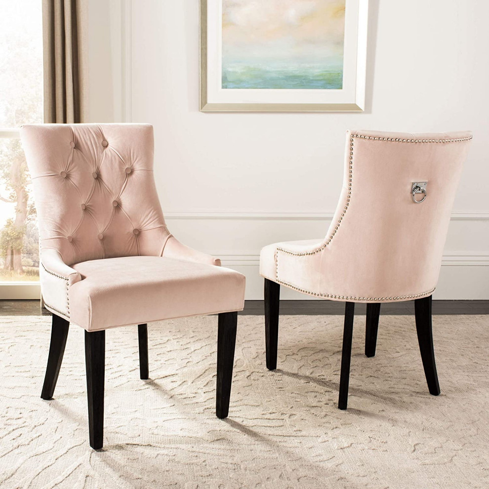 Set of 2 Accent Chair  Velvet Cushioned Seat With Button Tufted Back   Transitional   Armchairs And Accent Chairs   by Declusia  Houzz