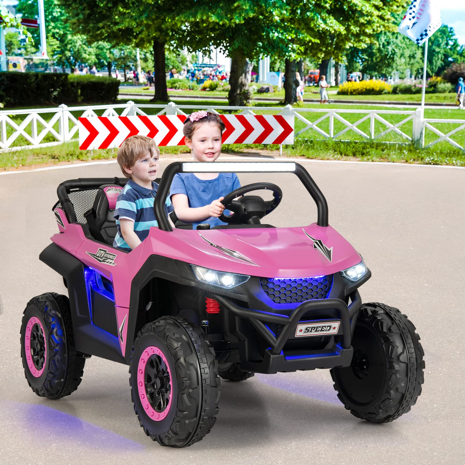 Costzon 2-Seater Ride on Car, Battery Powered Electric UTV w/ Remote Control, 4 Wheel Spring Suspension