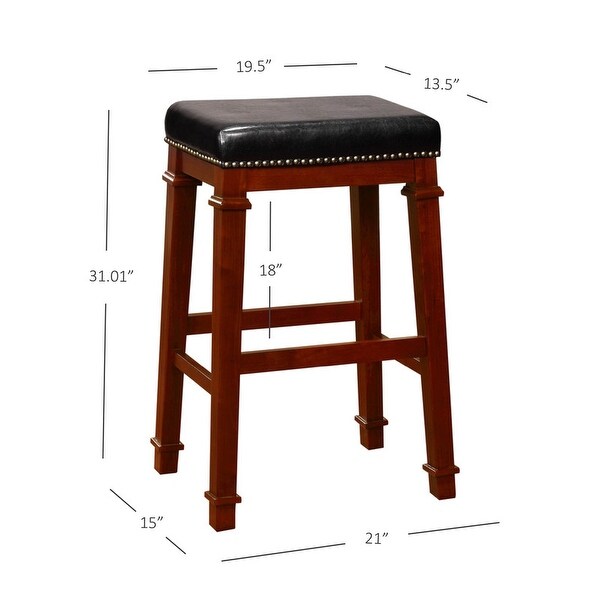 Linon Elle Black Faux Leather Backless 31.01-inch Bar Stool