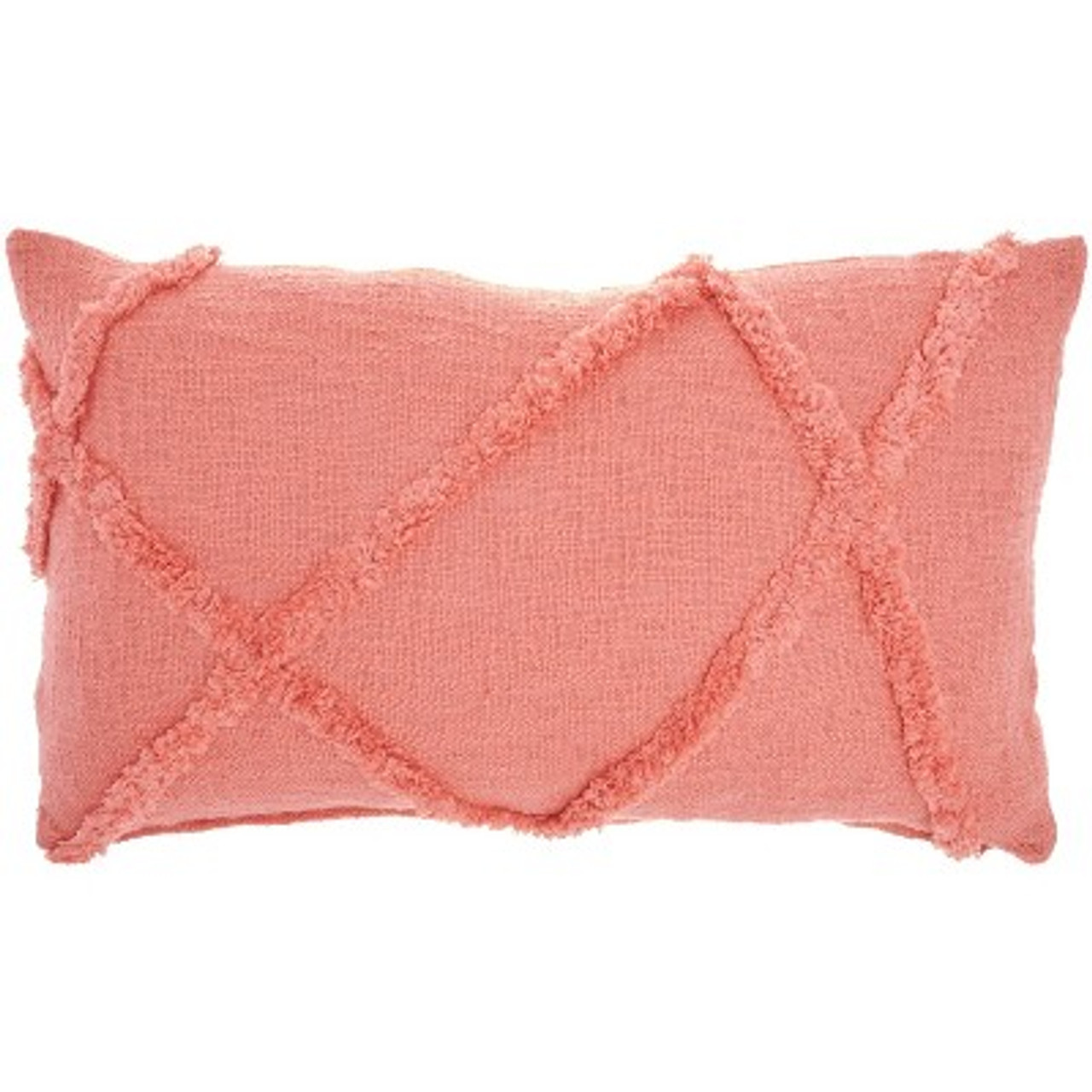 14x24 Oversized Life Styles Distressed Diamond Lumbar Throw Pillow Coral - Mina Victory