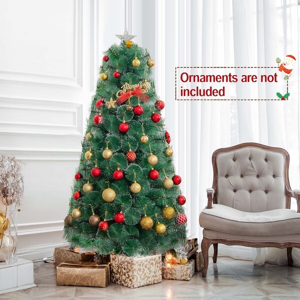 Costway 5FT/6FT/7FT PreLit Fiber Optic Christmas Tree Xmas Decor with