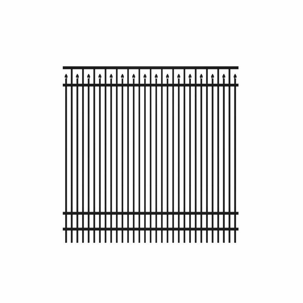 Veranda Fairmont Standard-Duty 6 ft. x 6 ft. Black Aluminum Pre-Assembled Double Picket Fence Panel 73008849