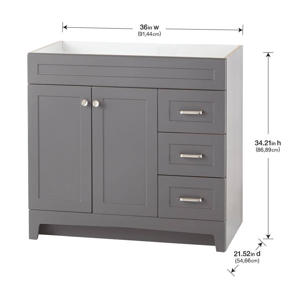 Home Decorators Collection Thornbriar 36.0 in. W x 21.5 in. D x 34.2 in. H Bath Vanity Cabinet without Top in Cement TB3621-CT