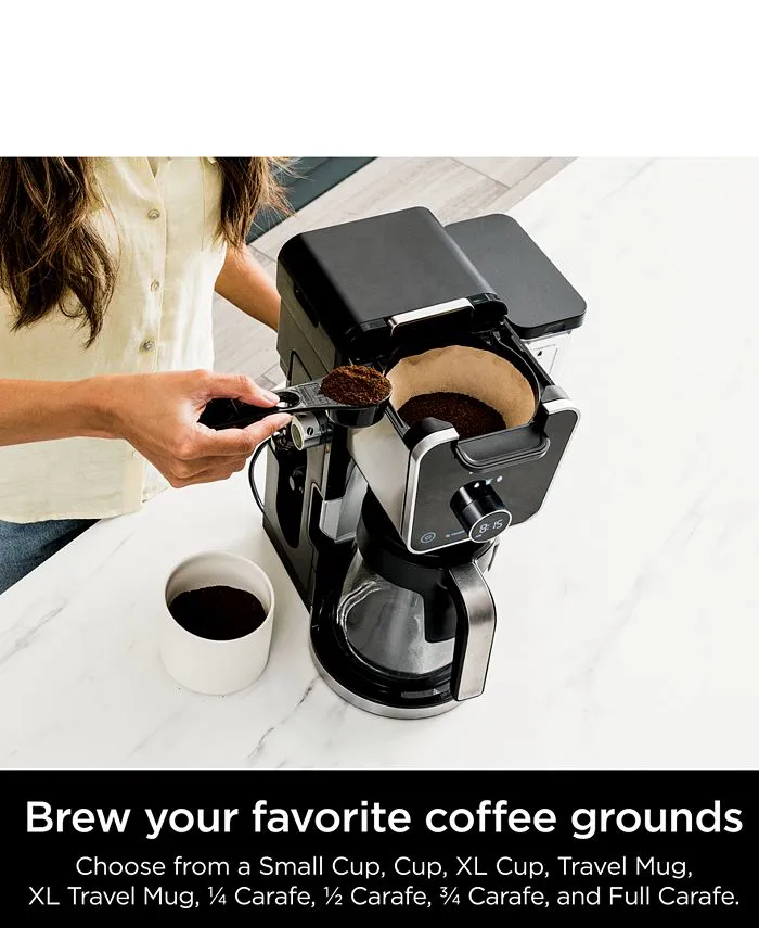 Ninja CFP301 DualBrew Pro Specialty Coffee System， Single-Serve， Compatible with K-Cups 12-Cup Drip Coffee Maker