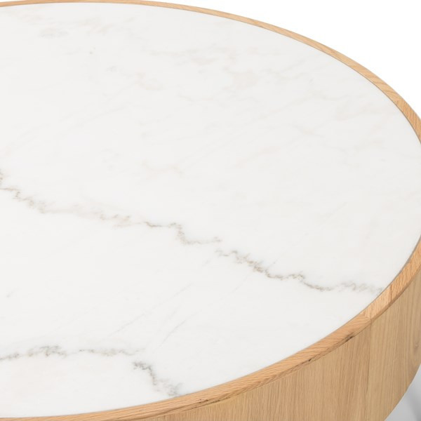 Doudlens Coffee Table White Marble  Honey Oak   Modern   Coffee And Accent Tables   by Virgil Stanis Design  Houzz