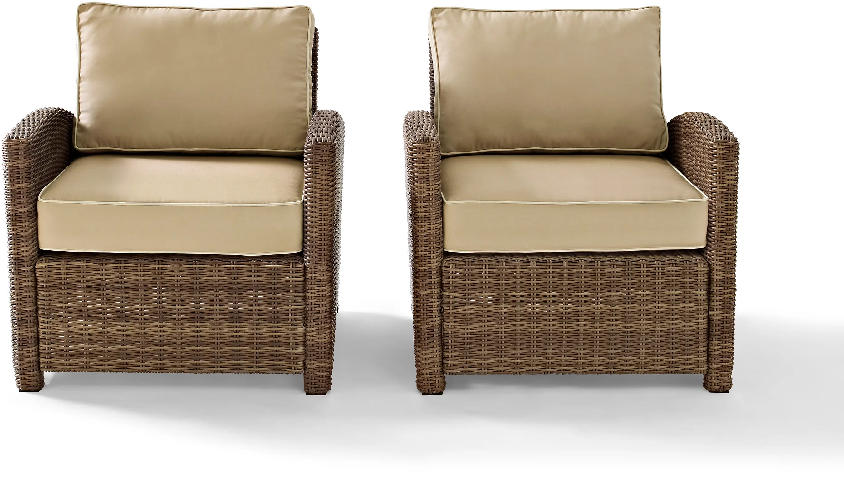 Bradenton Sand and Wicker Patio Armchairs， Set of 2