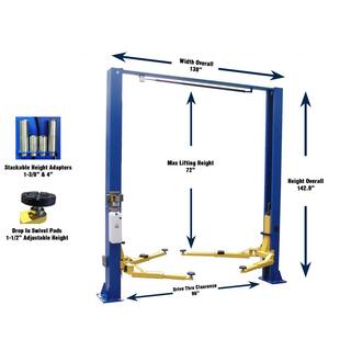 TUXEDO Asymmetric 2-Post Car Lift Clear Floor 9000 lbs. Capacity in Blue TP9KACX