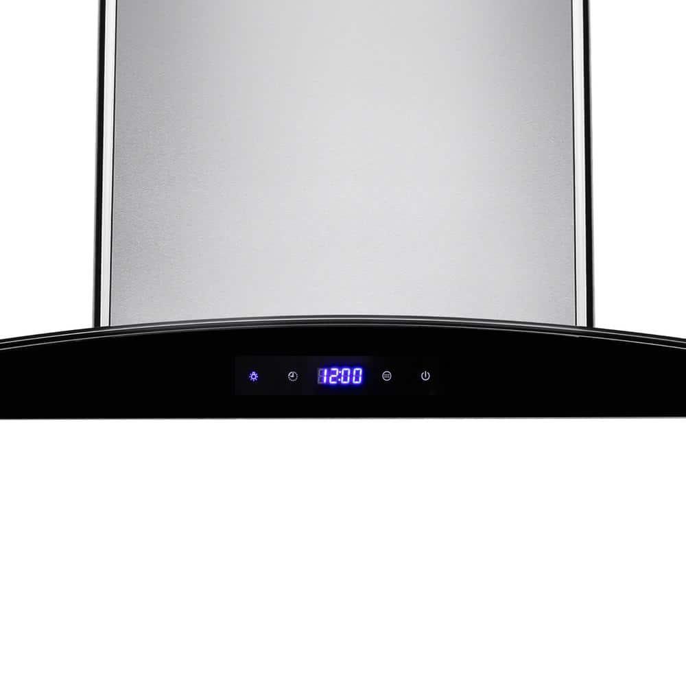 AKDY 30 in 217 CFM Convertible Wall Mount Range Hood in Stainless Steel w Tempered GlassBlack Touch Panel Carbon Filters