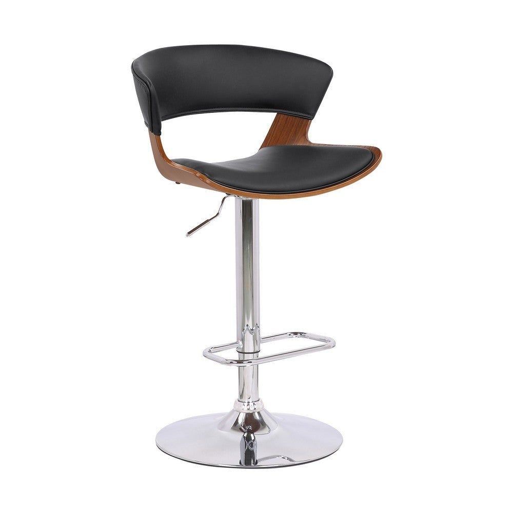 Bar Stool with Curved Leatherette Back and Swivel Mechanism - 20 L X 21 W X 43 H Inches