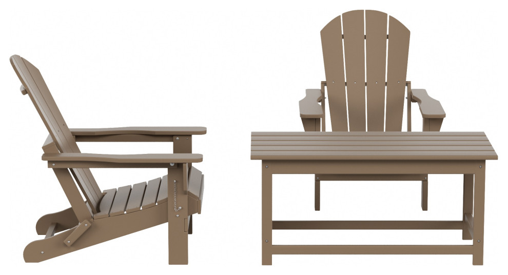 WestinTrends 3PC Outdoor Patio Adirondack Chairs w/Coffee Table Set  Bistro Set   Transitional   Outdoor Pub And Bistro Sets   by WestinTrends  Houzz