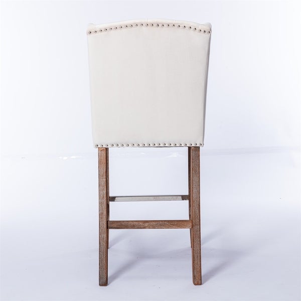 Upholstered 27 Seat Height Barstools with Nailhead-Trim and Tufted Back， Set of 2