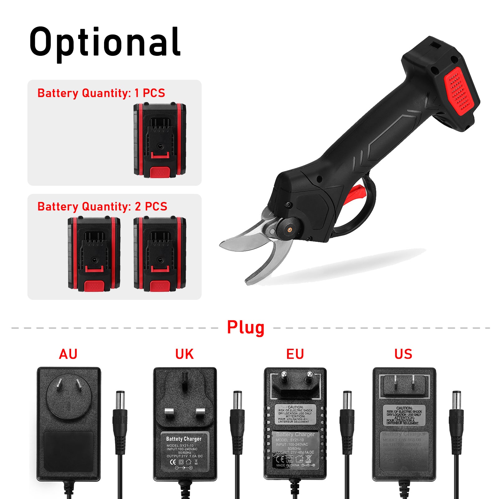 21V Portable Handheld Cordless Electric Pruning Shears With Carry Case Rechargeable 1200Mah Lithium Battery & Powered Tree Branch Pruner Garden Clippers 30Mm Cutting Diameter