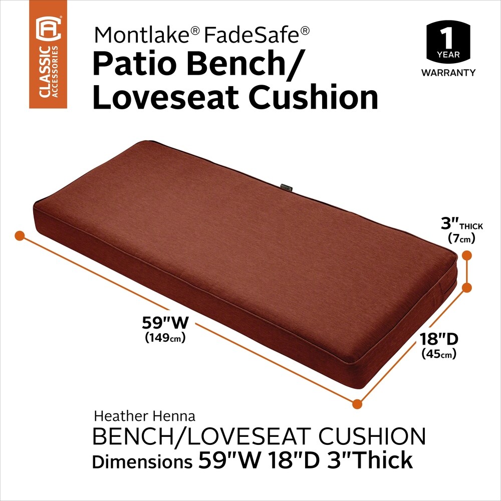 Montlake FadeSafe Patio Bench/Settee Cushion 3\