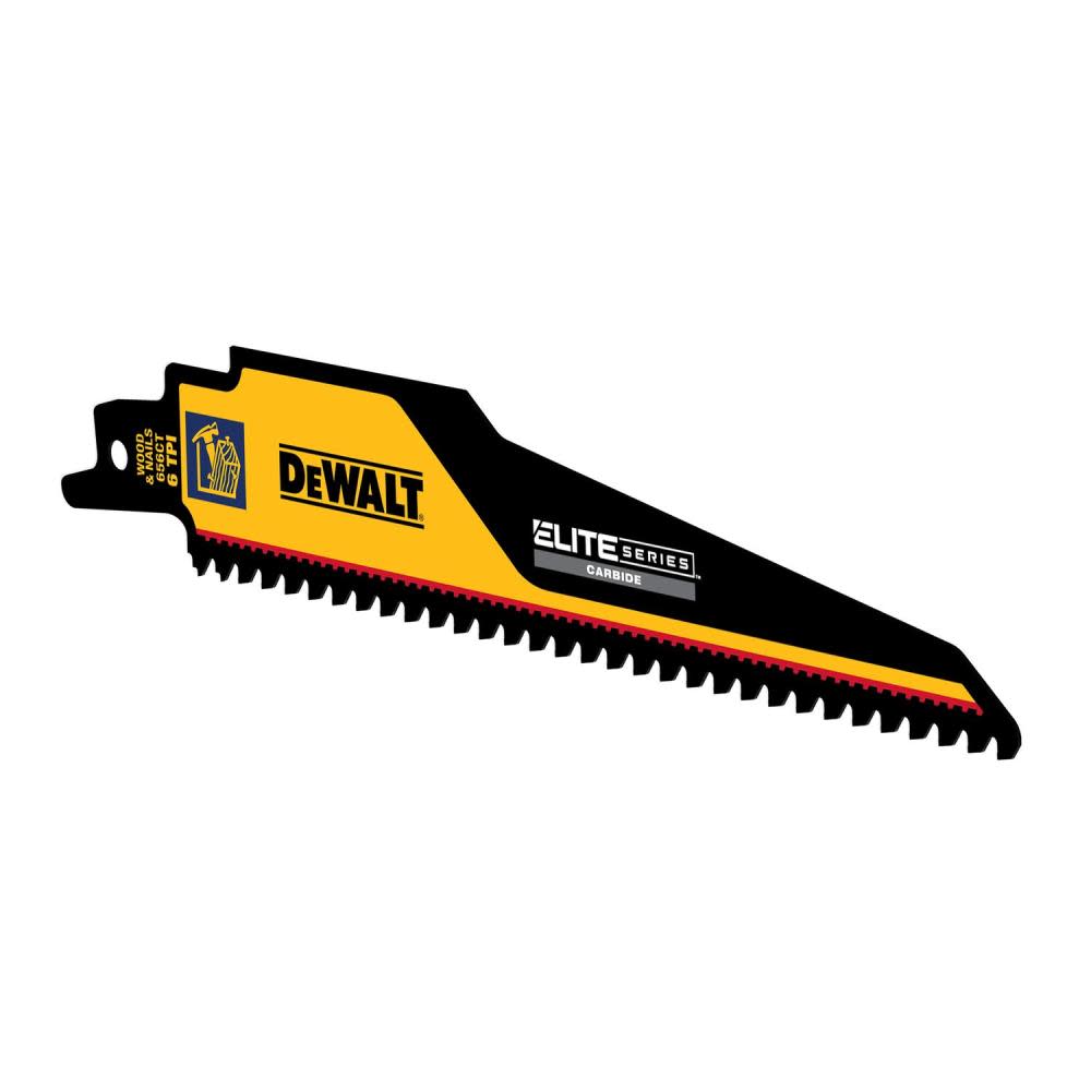 DEWALT ELITE SERIES Reciprocating Saw Blade 1pk Carbide Tipped 6 6 TPI Demolition ;