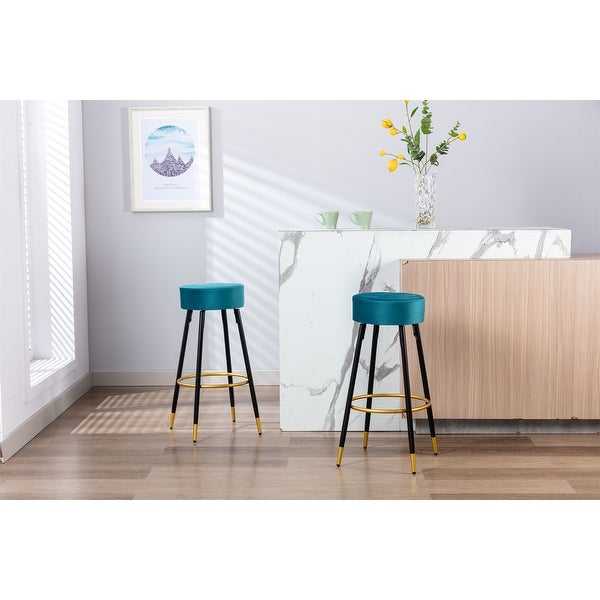 Bar Stools Set of 2 Velvet Kitchen Stools Dining Chair