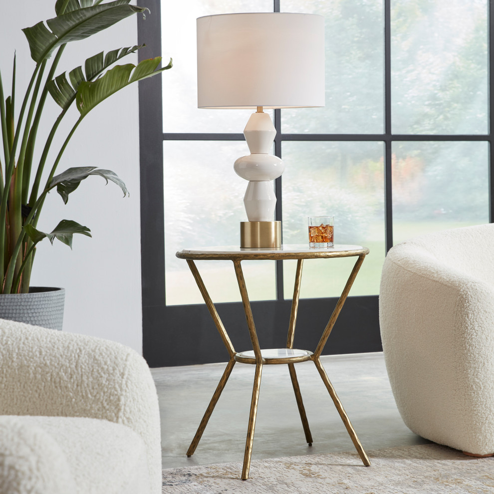 Uttermost Refuge Round White Side Table   Midcentury   Side Tables And End Tables   by Uttermost  Houzz