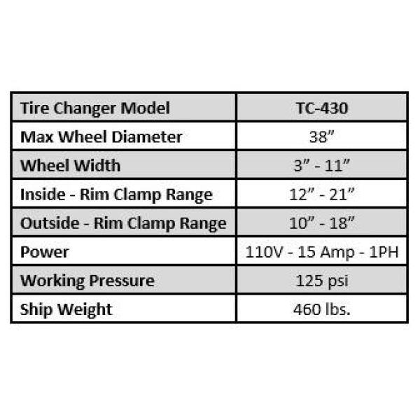 TUXEDO Economical Swing-ArmTire Changer TC-430