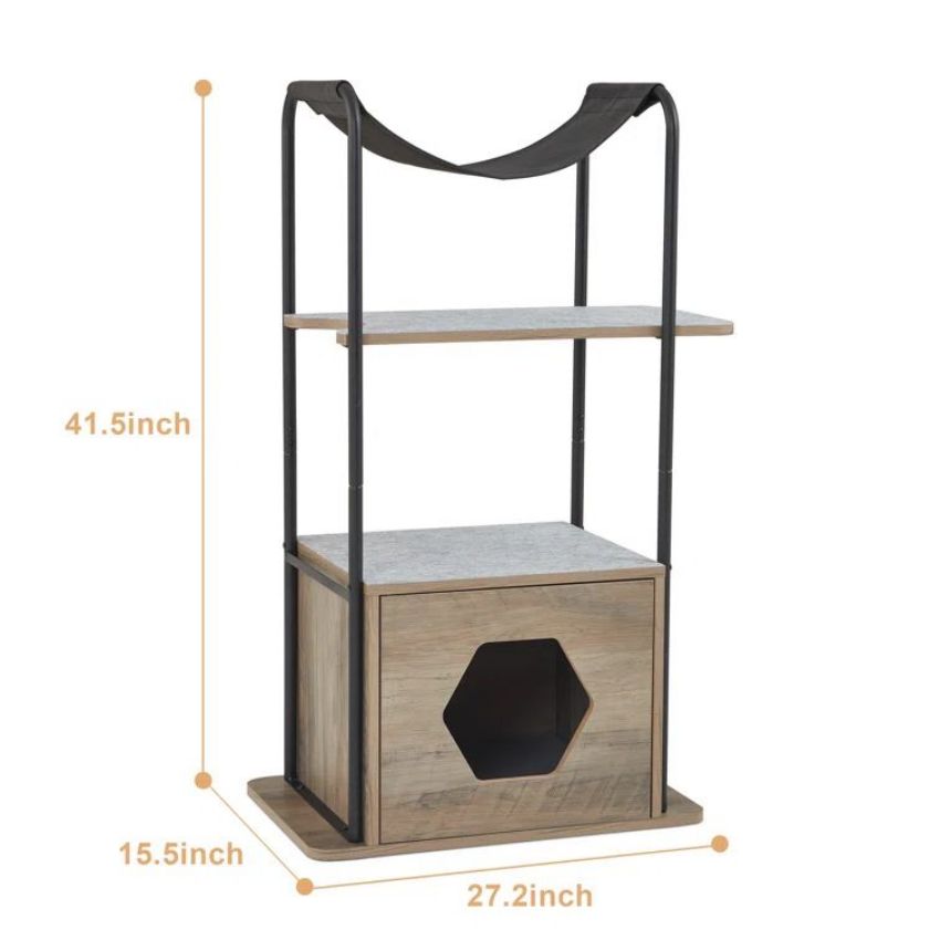 FRAPOW 41 inch Cat Tower， Cat Tree for Indoor Cats Modern Scratching Post Hideout Cat Condo， with Removable and Washable Mats