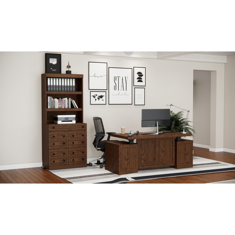 Windsor Sit Stand Storage Desk with File Drawer Bookcase