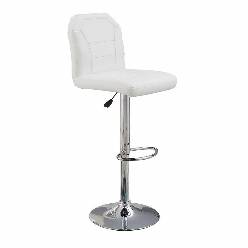 Judy 25-29 Inch Modern Bar Stool， Faux Leather Swivel Seat， Metal， White