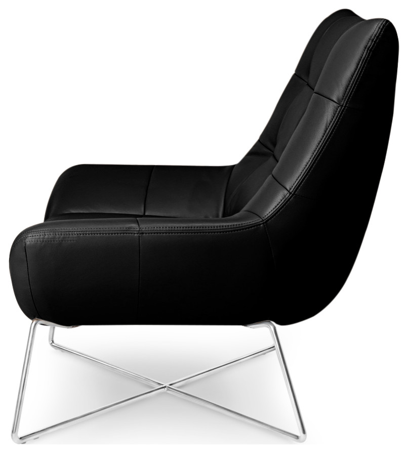 Medici Tufted Leather Modern Accent Chair   Black   Contemporary   Armchairs And Accent Chairs   by Zuri Furniture  Houzz