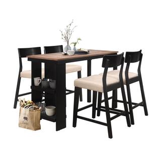 Hillsdale Furniture Knolle Park 5 Piece Rectangular Wood Top Black with Oak Wire Brush Top Counter Height Dining Set 5132DTR5