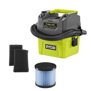 RYOBI ONE+ 18V Cordless 1 Gal. WetDry Vacuum (Tool Only) with HEPA Filter for Small Wet Dry Vacuums and Foam Filter (2-Pack) PCL733B-A32RF08-A32WF03