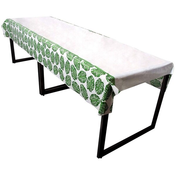 3-Pack Plastic Rectangular Tablecloth Tropical Palm Leaves Table Covers 54