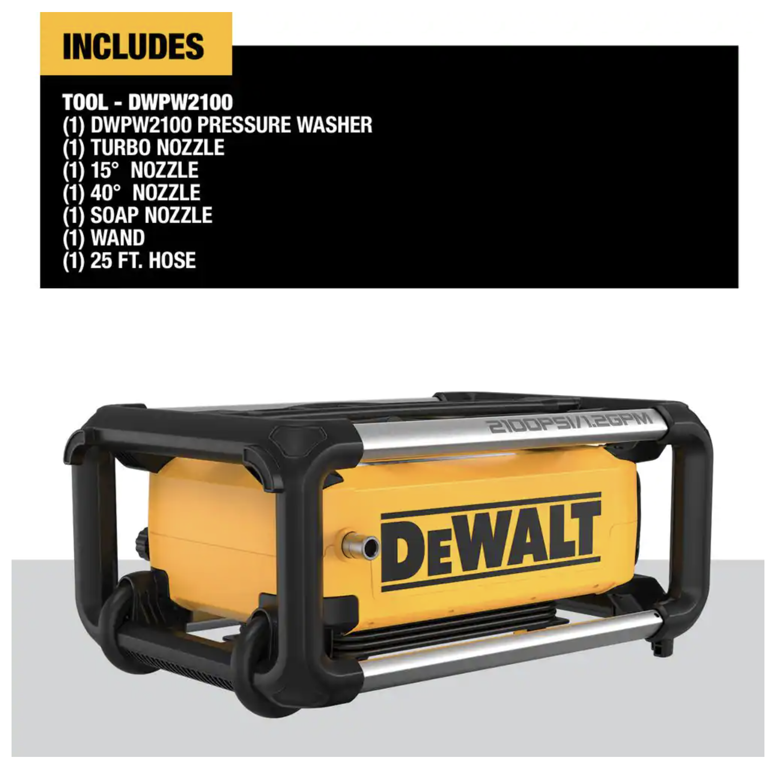 Dewalt 2100 PSI 1.2 GPM Cold Water Electric Pressure Washer (DWPW2100)