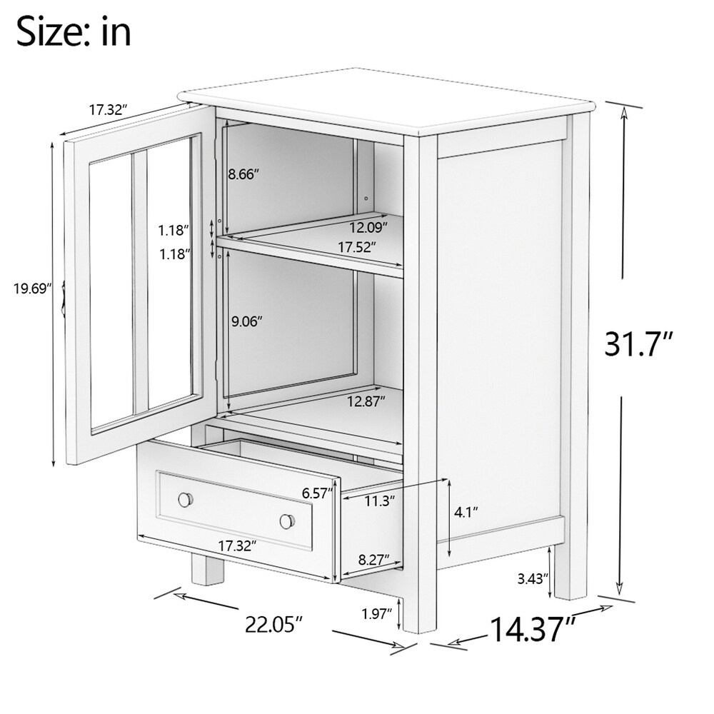 Modern Kitchen Buffet Sideboard Storage Cabinet with Glass Doors and Drawers