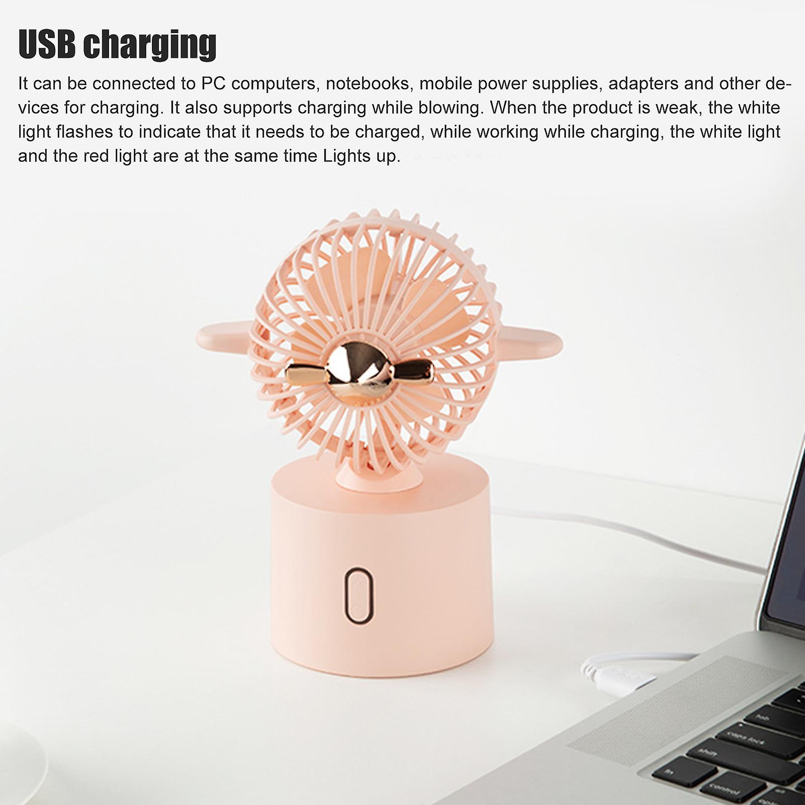 Portable Desk Fan， 3 Speeds Desktop Table Cooling Fan Usb Charging 2400mah Mini Oscillating Fan Rotation Strong Wind Personal Handheld Fan For Desktop