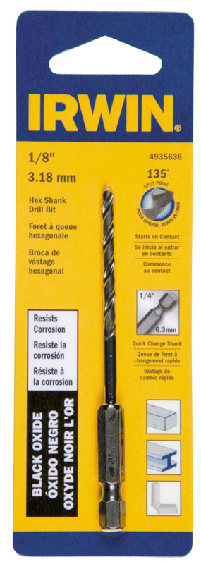 Irwin 1/8 in. X 3-1/2 in. L High Speed Steel Drill Bit 1 pc