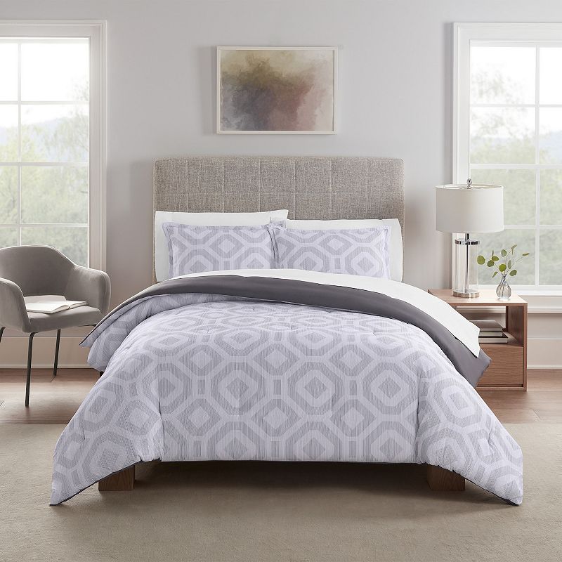 Serta? Simply Clean Skyler Textured Geometric Antimicrobial Comforter Set with Shams